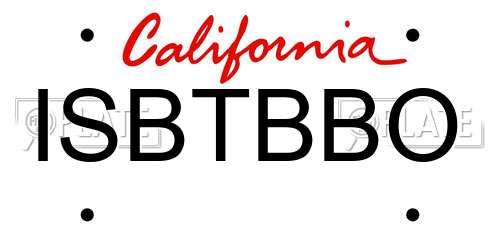 ISBTBBO California License Plate