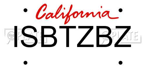 ISBTZBZ California License Plate