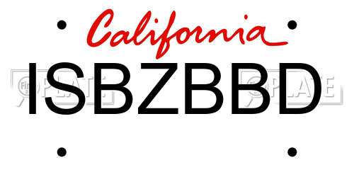 ISBZBBD California License Plate