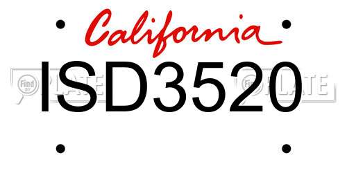ISD3520 California License Plate