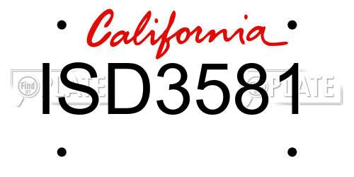 ISD3581 California License Plate