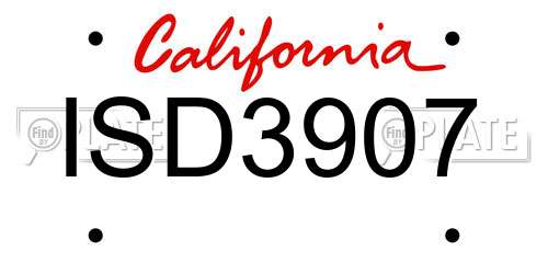 ISD3907 California License Plate