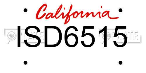 ISD6515 California License Plate