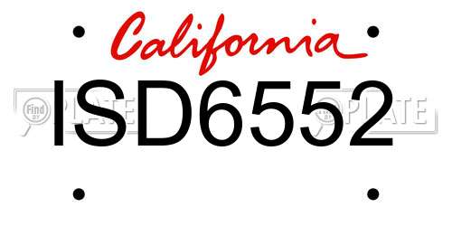 ISD6552 California License Plate