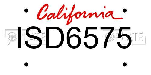 ISD6575 California License Plate