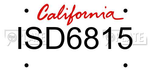 ISD6815 California License Plate