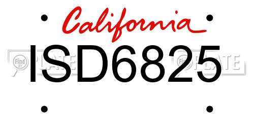 ISD6825 California License Plate