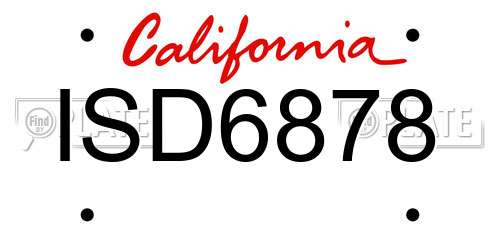ISD6878 California License Plate