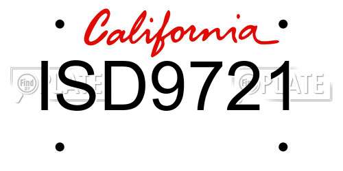 ISD9721 California License Plate