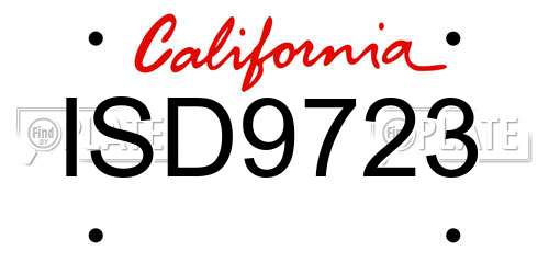 ISD9723 California License Plate