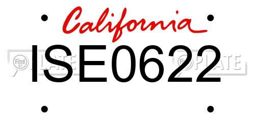 ISE0622 California License Plate