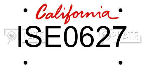 ISE0627 California License Plate