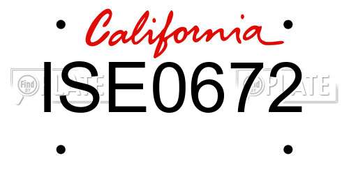 ISE0672 California License Plate