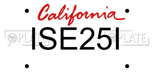 ISE25I California License Plate