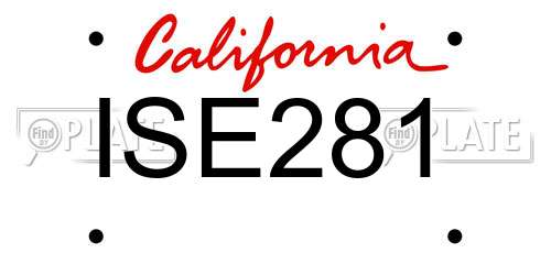 ISE281 California License Plate