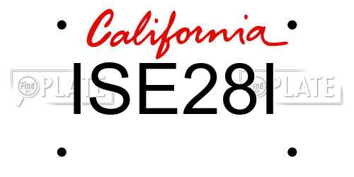 ISE28I California License Plate
