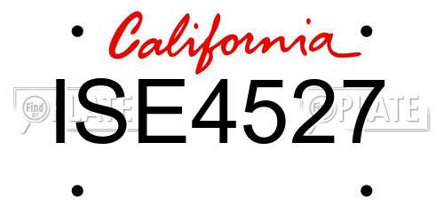 ISE4527 California License Plate