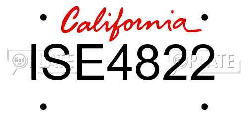 ISE4822 California License Plate