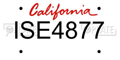 ISE4877 California License Plate