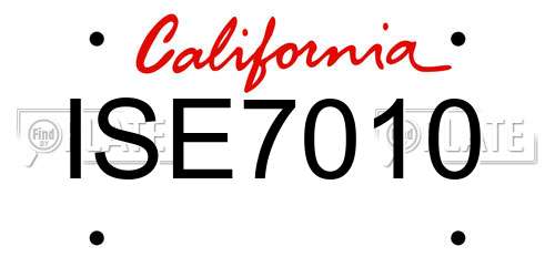 ISE7010 California License Plate