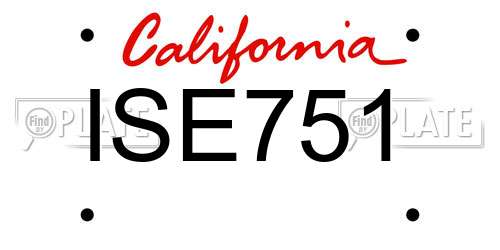 ISE751 California License Plate