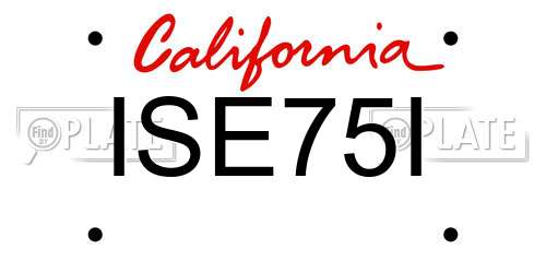 ISE75I California License Plate