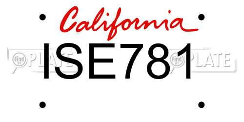 ISE781 California License Plate