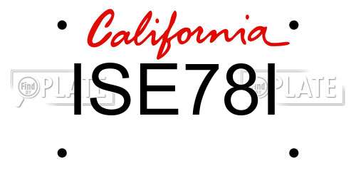 ISE78I California License Plate