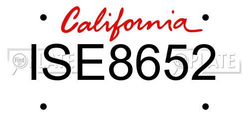 ISE8652 California License Plate