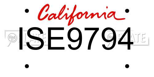 ISE9794 California License Plate