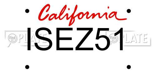 ISEZ51 California License Plate