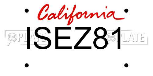 ISEZ81 California License Plate