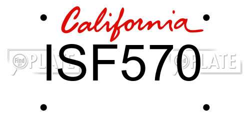 ISF570 California License Plate
