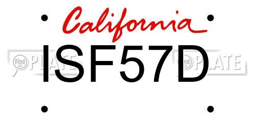 ISF57D California License Plate