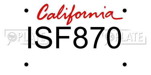 ISF870 California License Plate