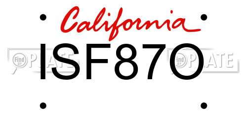 ISF87O California License Plate