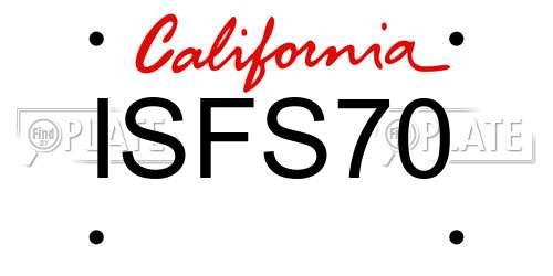 ISFS70 California License Plate