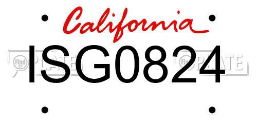 ISG0824 California License Plate