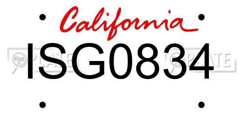 ISG0834 California License Plate