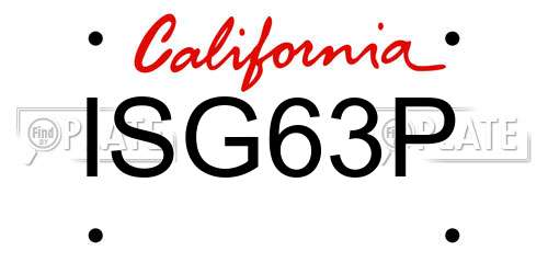 ISG63P California License Plate