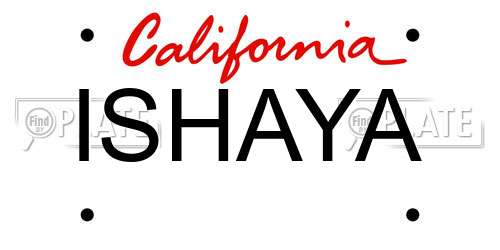 ISHAYA California License Plate