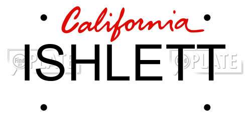 ISHLETT California License Plate