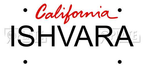 ISHVARA California License Plate