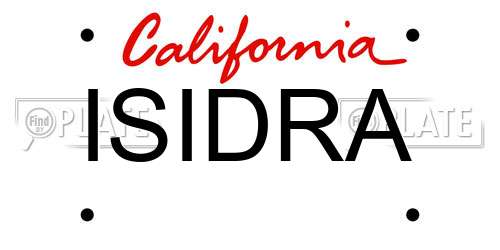 ISIDRA California License Plate