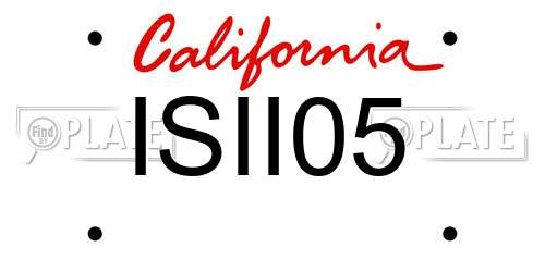 ISII05 California License Plate