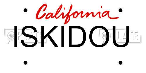 ISKIDOU California License Plate