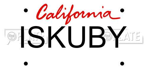 ISKUBY California License Plate