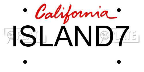 ISLAND7 California License Plate