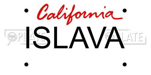 ISLAVA California License Plate