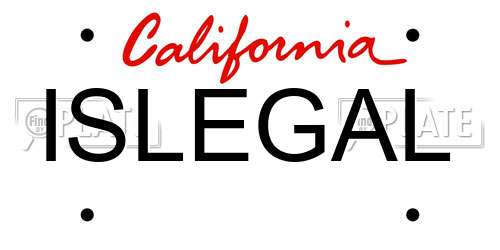 ISLEGAL California License Plate